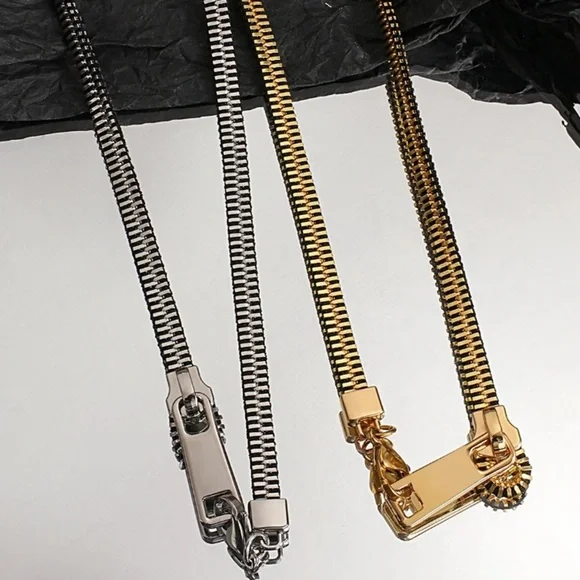 Gold Zipper Punk Minimalist Versatile Necklace - Picture 9 of 15
